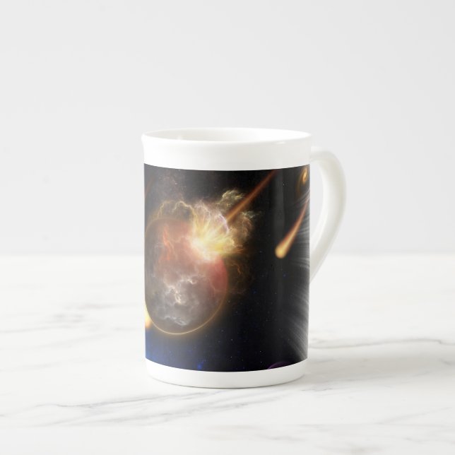 Asteroid Apocalypse Fractal Art Spacescape Bone China Mug (Front Right)