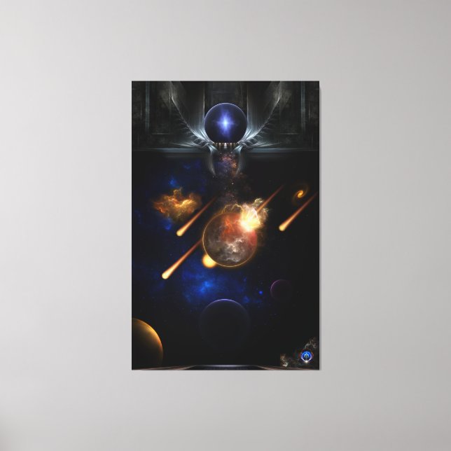 Asteroid Apocalypse Fractal Art Spacescape Canvas Print (Front)