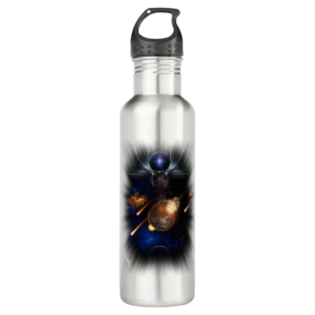 Asteroid Apocalypse Fractal Art Spacescape Stainless Steel Water Bottle (Front)