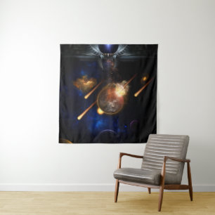 Asteroid Apocalypse Fractal Art Spacescape Tapestry