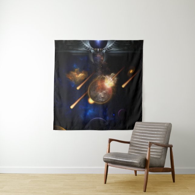 Asteroid Apocalypse Fractal Art Spacescape Tapestry (In Situ)