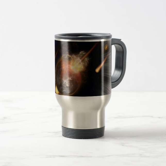 Asteroid Apocalypse Fractal Art Spacescape Travel Mug (Front Right)