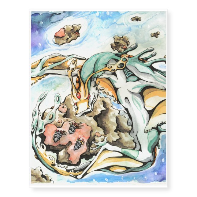 Asteroid Hunting Alien Dragon Temporary Tattoos (Front)