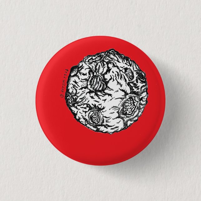 Asteroid on red background  button (Front)