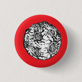 Asteroid on red background button