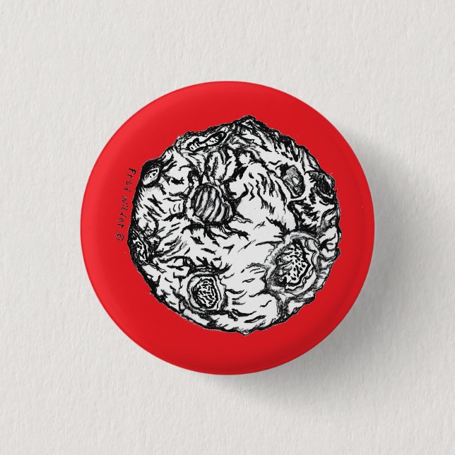 Asteroid on red background  button (Front)