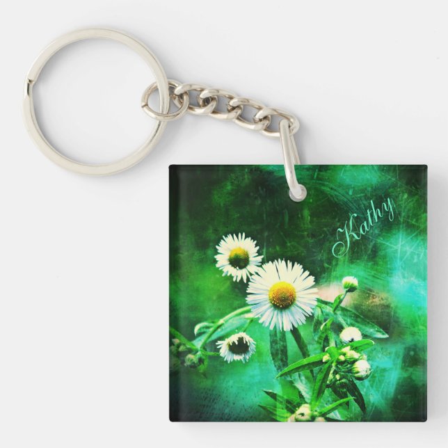 Asters Aglow/Green Key Chain *Personalized* (Front)