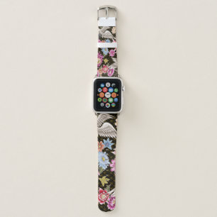 Asters Cranes: Painted Seamless Japanese Style Apple Watch Band