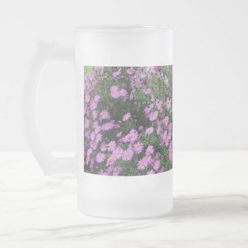 Asters Frosted Glass Beer Mug