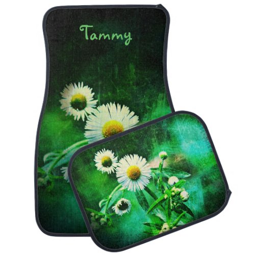 Asters Green Glow Car Mats Personalized