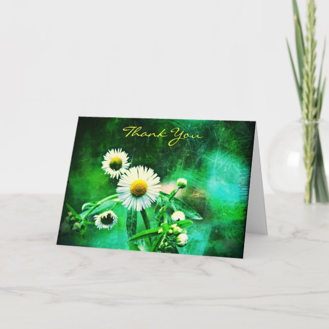 Asters Green Glow Thank You Greeting Card (Front)