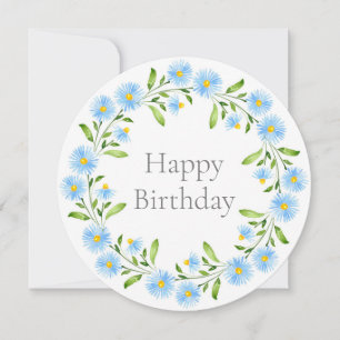 Asters Watercolor Floral Wreath Card