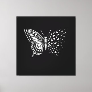 Asthetic black and white,pleasing butterfly canvas print