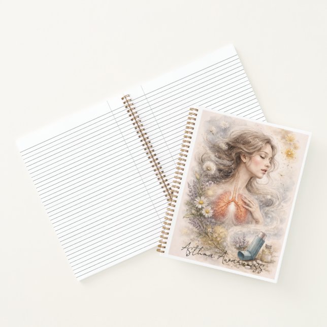 Asthma Awareness Art Print | Soft Botanical Lung Notebook (Inside)