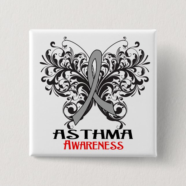 Asthma Awareness Butterfly Button (Front)