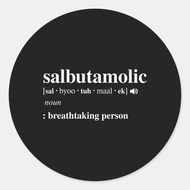 Asthma Awareness Inhaler Salbutamolic Classic Round Sticker (Front)