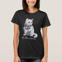 Asthma Awareness Month Gray Ribbon Cat T-Shirt