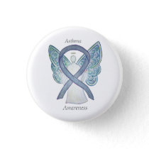 Asthma Awareness Ribbon Angel Custom Button Pins