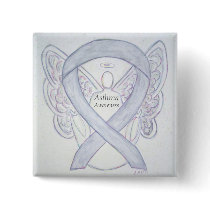 Asthma Awareness Ribbon Angel Custom Button Pins