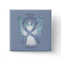 Asthma Awareness Ribbon Angel Customized Art Pin