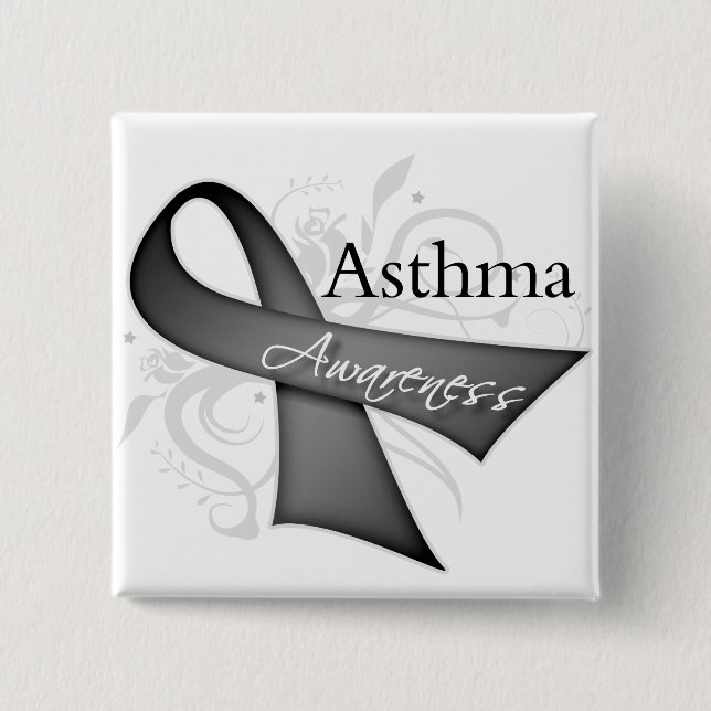 Asthma Awareness Ribbon Pinback Button (Front)