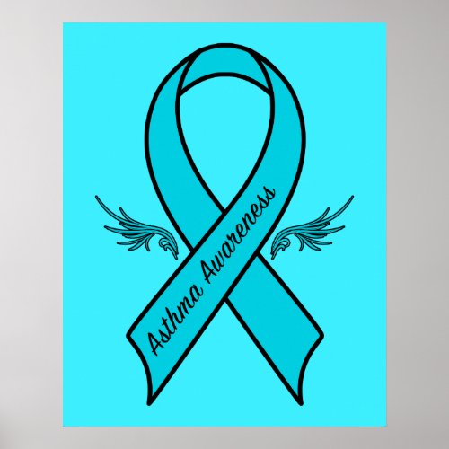 Asthma Awareness Ribbon with Wings Poster