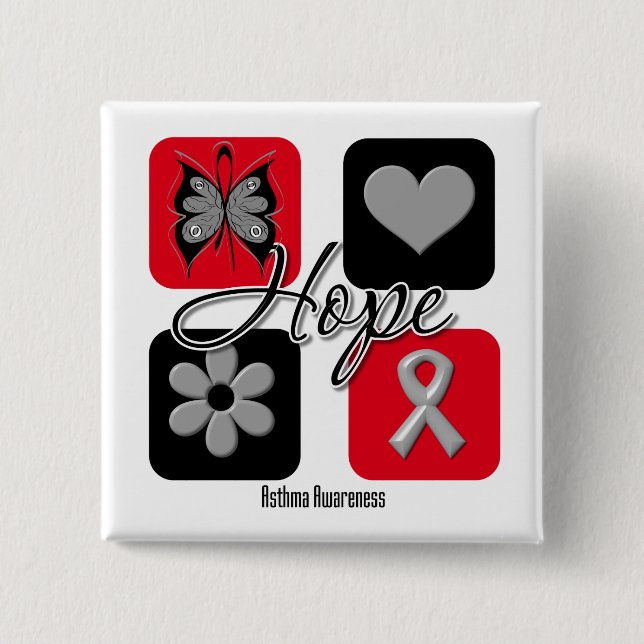Asthma Hope Love Inspire Awareness Pinback Button (Front)