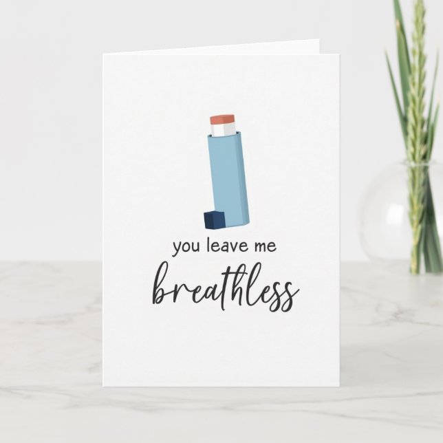 Asthma Inhaler Breathless Love Card (Front)