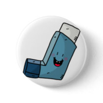 Asthma Inhaler happy cartoon Button