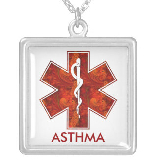 Asthma Medical Alert  Necklace: Customizable Silver Plated Necklace