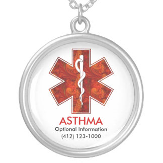 Asthma Medical   Necklace: Customizable Silver Plated Necklace