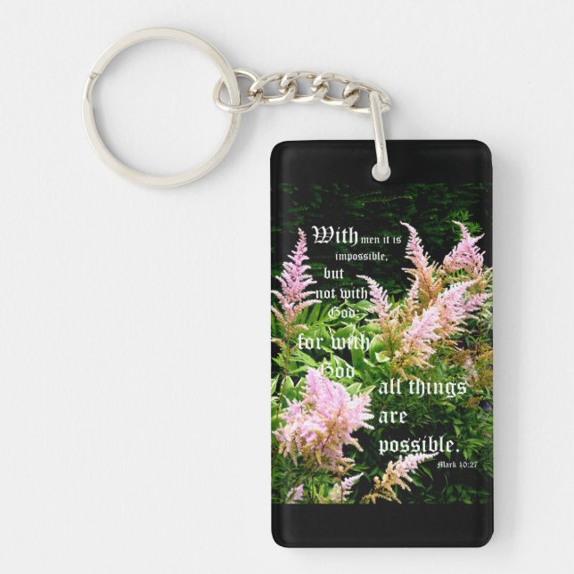 Astilbe with Mark 10:27 Keychain (Front)