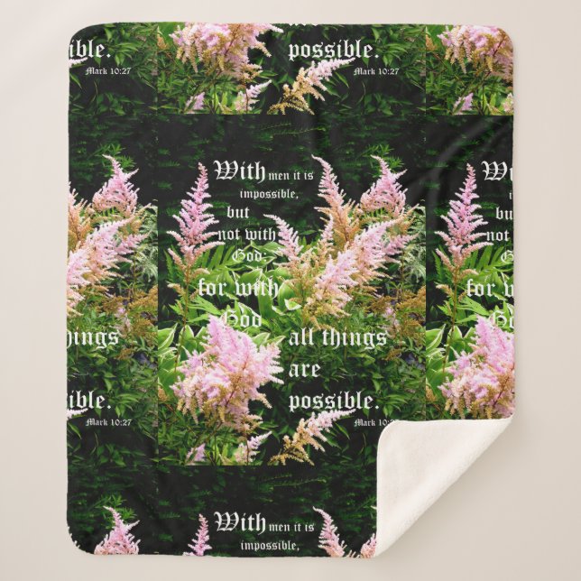 Astilbe with Mark 10:27 Sherpa Blanket (Front)