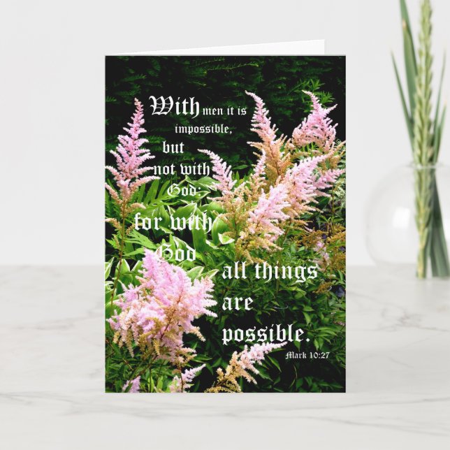Astilbe with Mark 10:27 Thank You Card (Front)