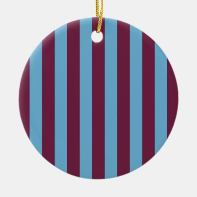 Aston Villa stripes football club colors premier l Ceramic Ornament (Front)