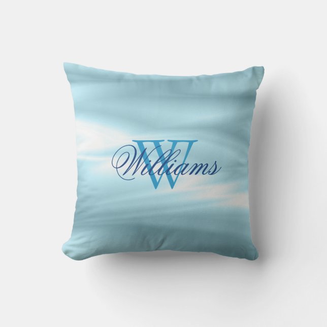 Astonishing Blue Monogram Family Throw Pillow (Front)