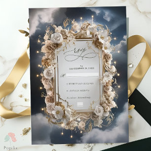 Astonishing Magical Lights Calligraphy Wedding RSVP Card