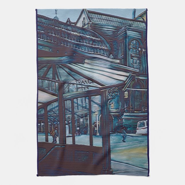 Astor Place Aborigines, NYC Kitchen Towel (Vertical)