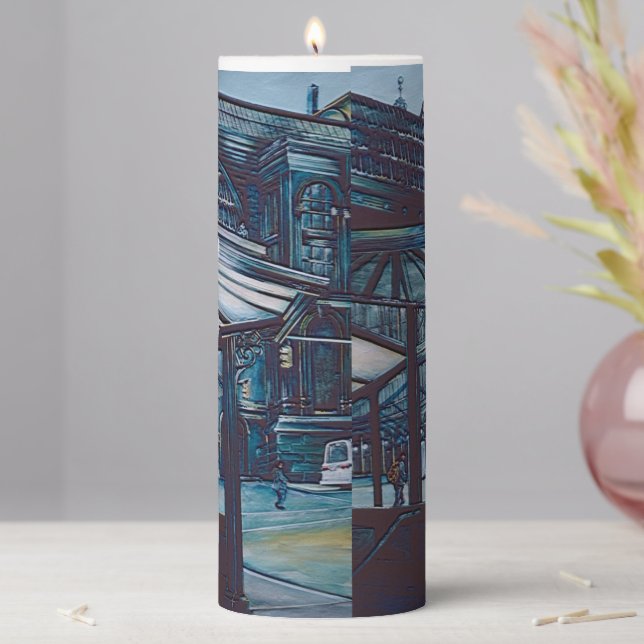 Astor Place Aborigines, NYC Pillar Candle (In Situ)