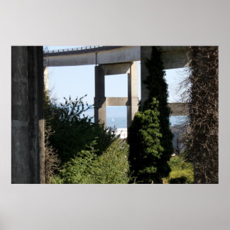 Astoria-Megler Bridge With A Sailboat Poster