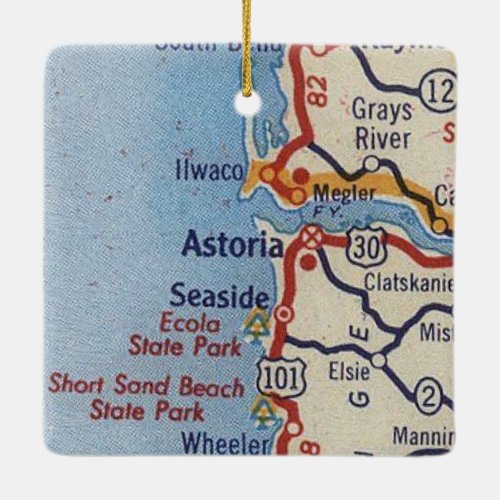 Astoria OR Vintage Map Ceramic Ornament