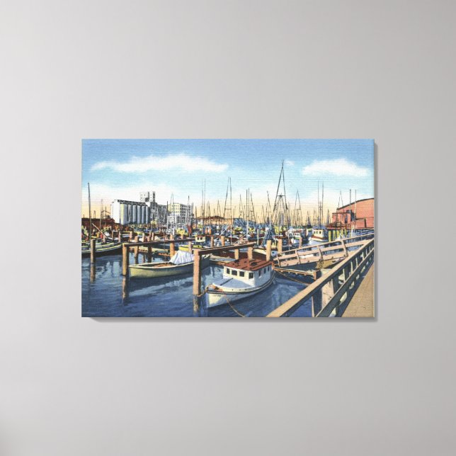 Astoria, Oregon - Fishing Fleet in Harbor Canvas Print (Front)