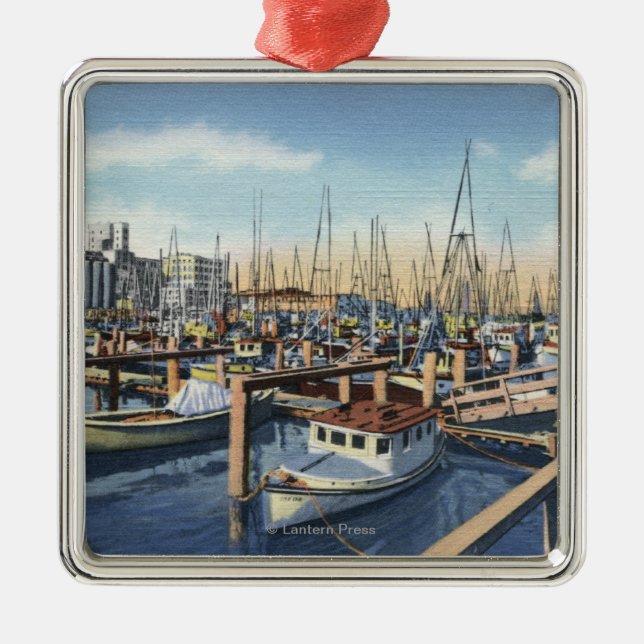 Astoria, Oregon - Fishing Fleet in Harbor Metal Ornament (Front)