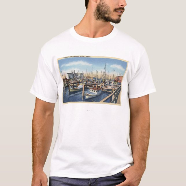 Astoria, Oregon - Fishing Fleet in Harbor T-Shirt (Front)