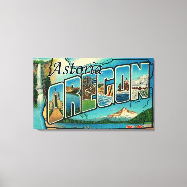 Astoria, Oregon - Large Letter Scenes Canvas Print (Front)