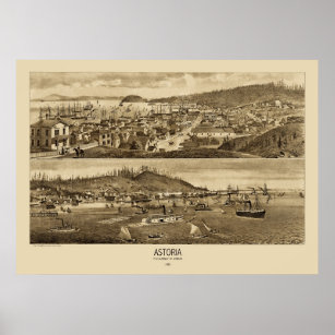 Astoria Oregon Panoramic Map 1883 Poster