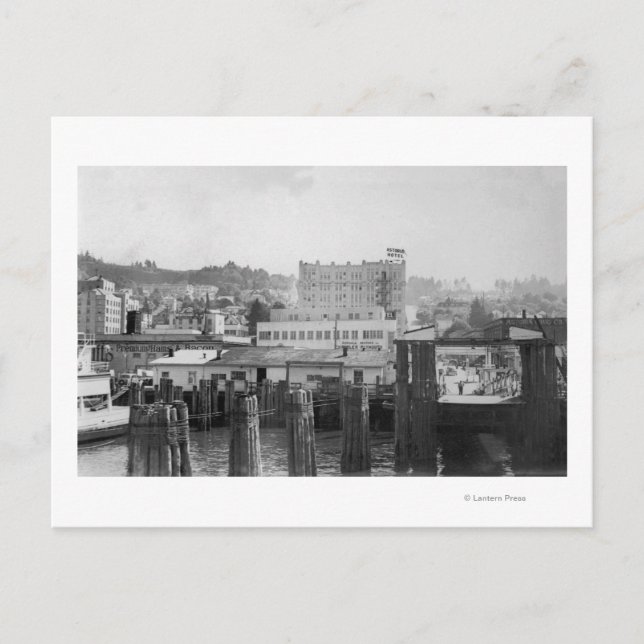 Astoria, Oregon Scene with Ferry Slip Postcard (Front)