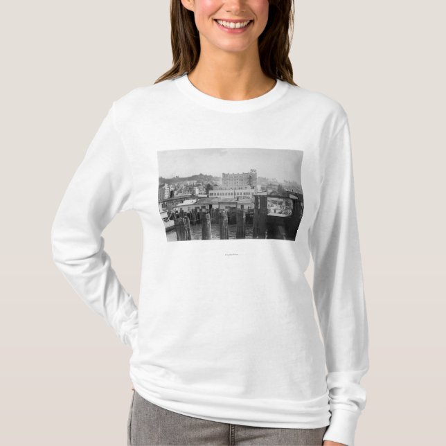 Astoria, Oregon Scene with Ferry Slip T-Shirt (Front)