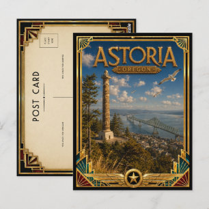 Astoria Oregon Vintage Art Deco Golden Age Postcard