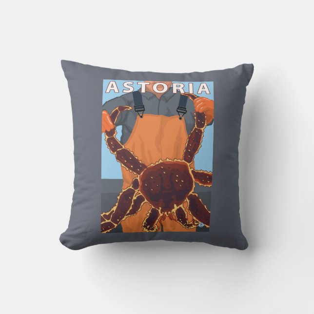 Astoria, OregonKing Crab Throw Pillow (Front)
